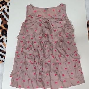 Violet ruffle blouse with hot pink hearts